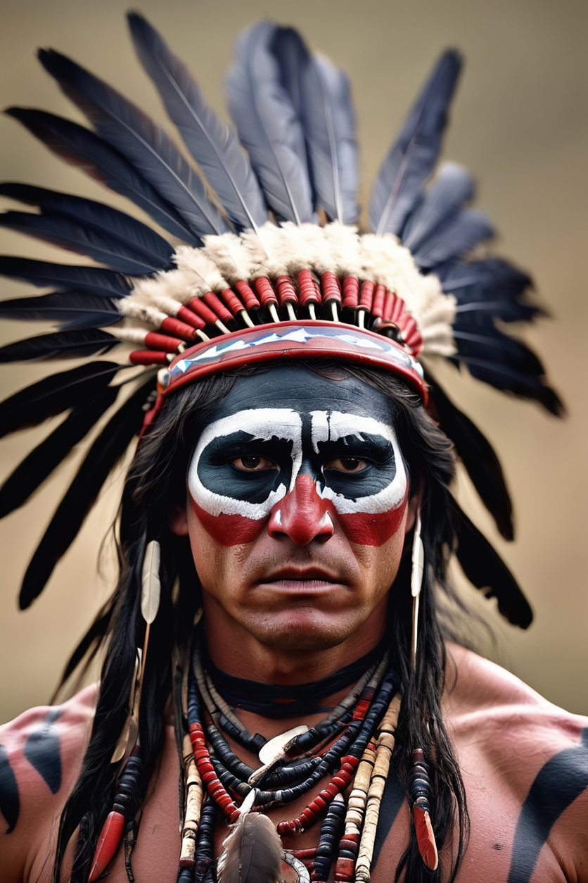 A Native American Crow warrior in full war paint by gerald gribbon ...