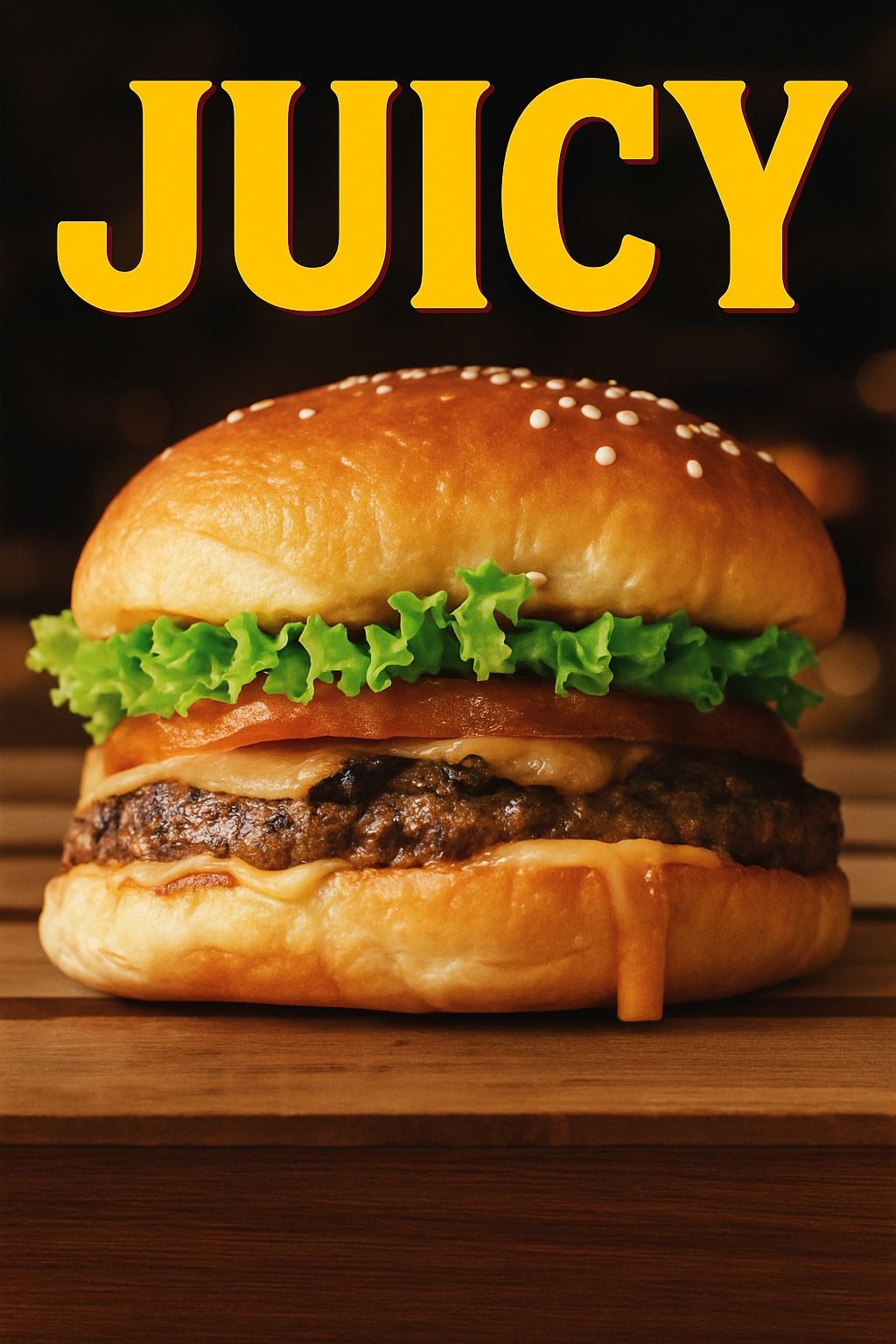 Mouthwatering Juicy Burger Close-Up Food Photography Poster