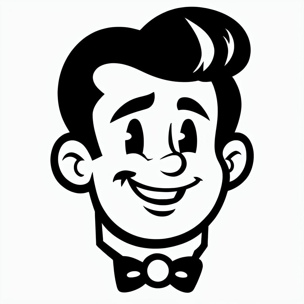 Vintage Comic Style Character Head Logo T-Shirt