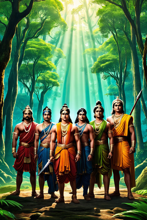 A digital illustration featuring the five Pandavas from the ... by Deep ...