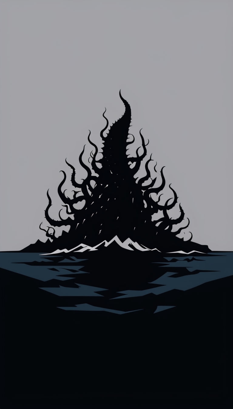 Dramatic Black Silhouette of Colossal Creature Mobile Wallpaper