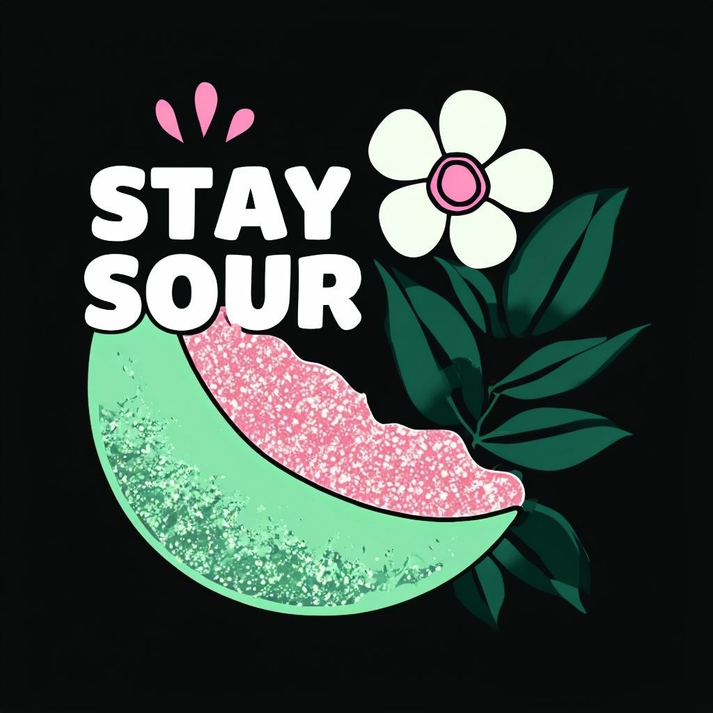 Playful Stay Sour Half-Moon Cartoon Design T-shirt