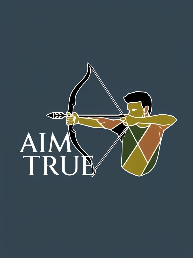 Fragmented Color Block Archer Aiming True Design T-Shirt