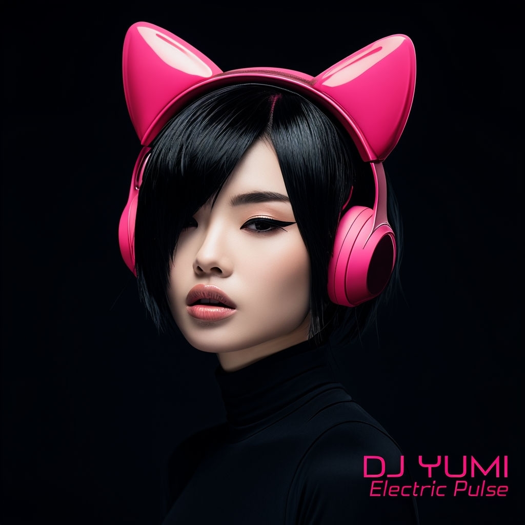 Dynamic Minimalist Album Cover Featuring DJ YUMI and Bold Headphones Spotify Album Cover