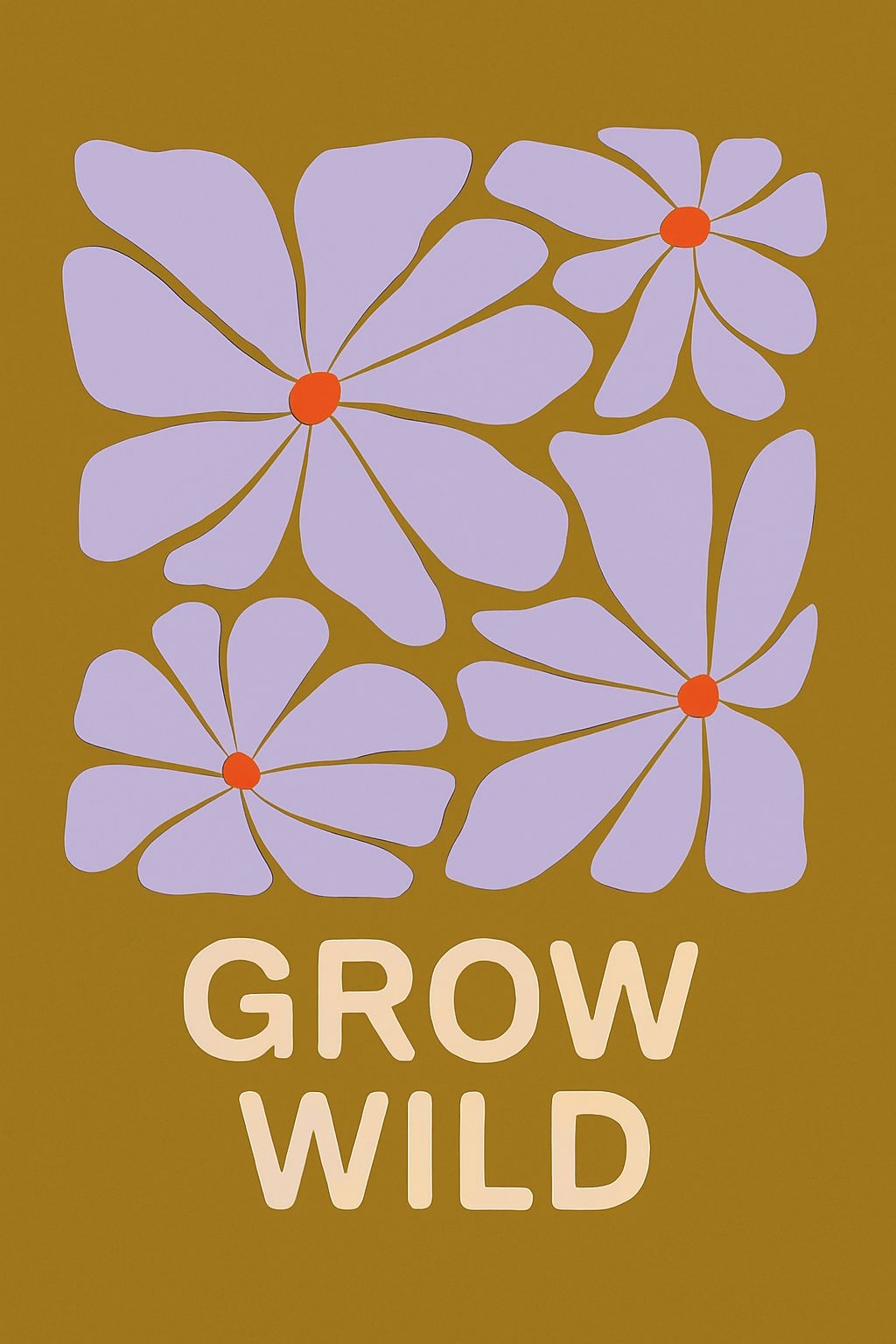 Stylized Lavender Flowers with Motivational Grow Wild Text T-Shirt