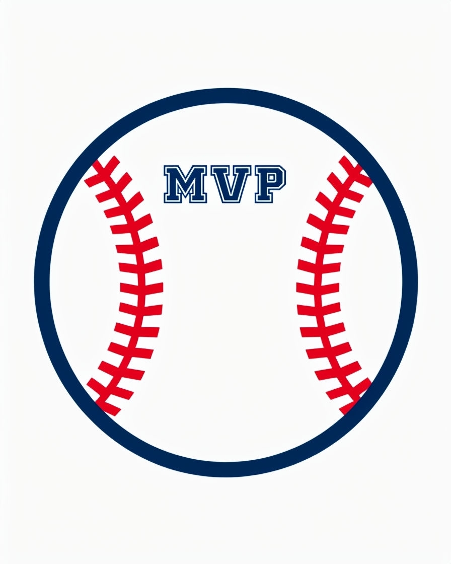 Minimalist MVP Baseball Graphic Design on White Background Poster