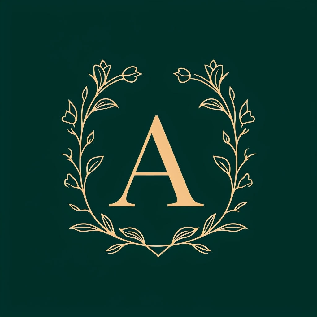 Elegant Gold Letter A with Floral Frame Monogram