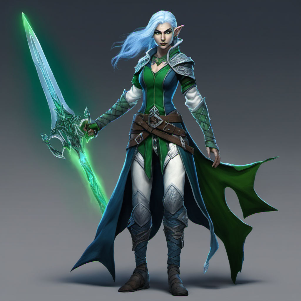 Female elven Rogue. Her skin is light blue and hair is tita... by Andrew Duryea Playground