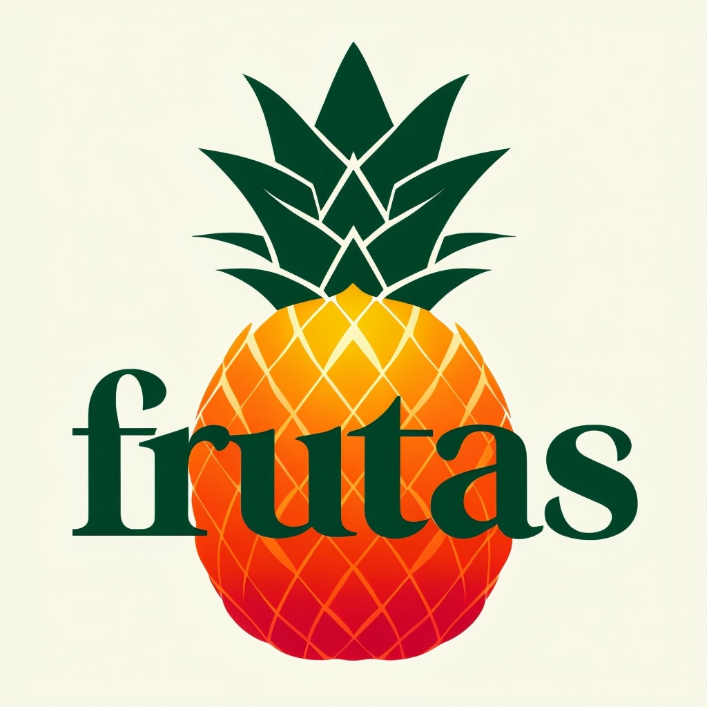 Stylized Pineapple Frutas Logo with Modern Minimalist Design