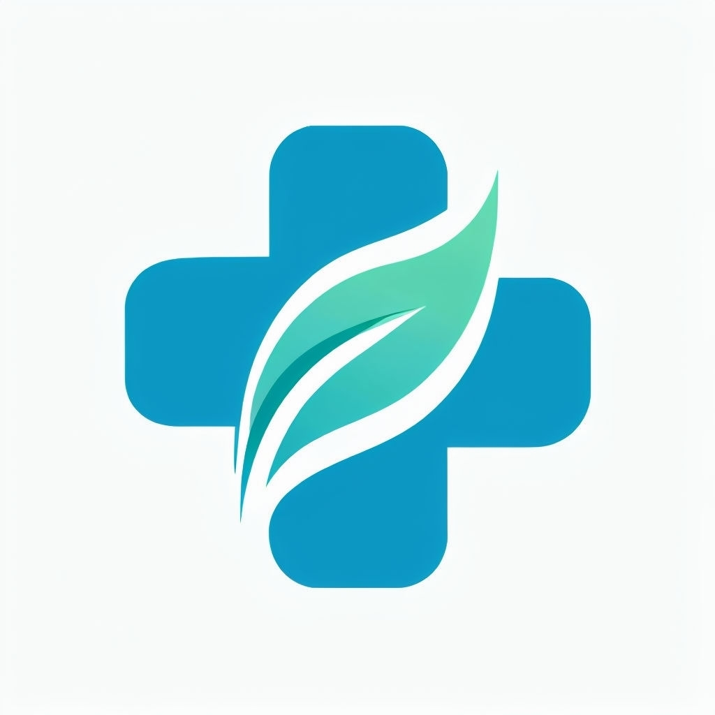 Modern Blue Cross and Mint Green Leaf Logo Design