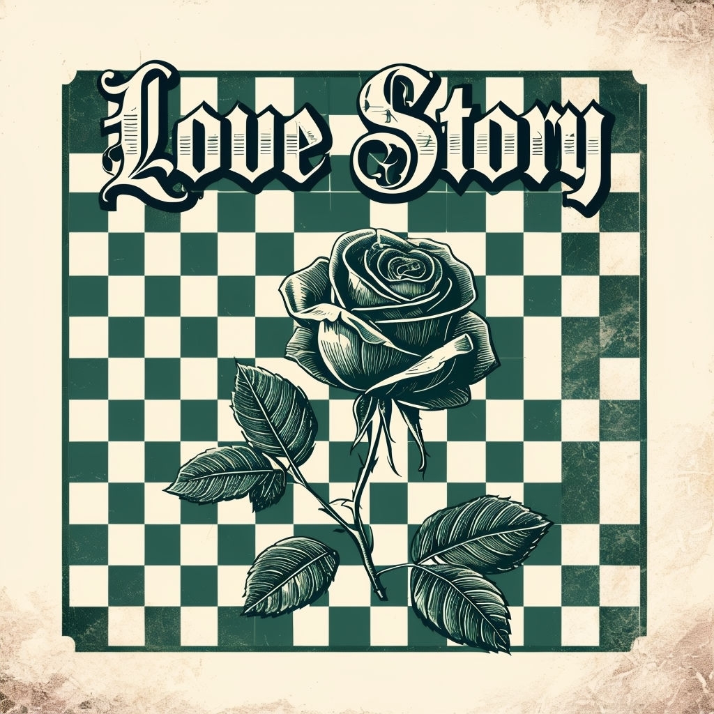 Vintage Love Story Rose Illustration T-Shirt