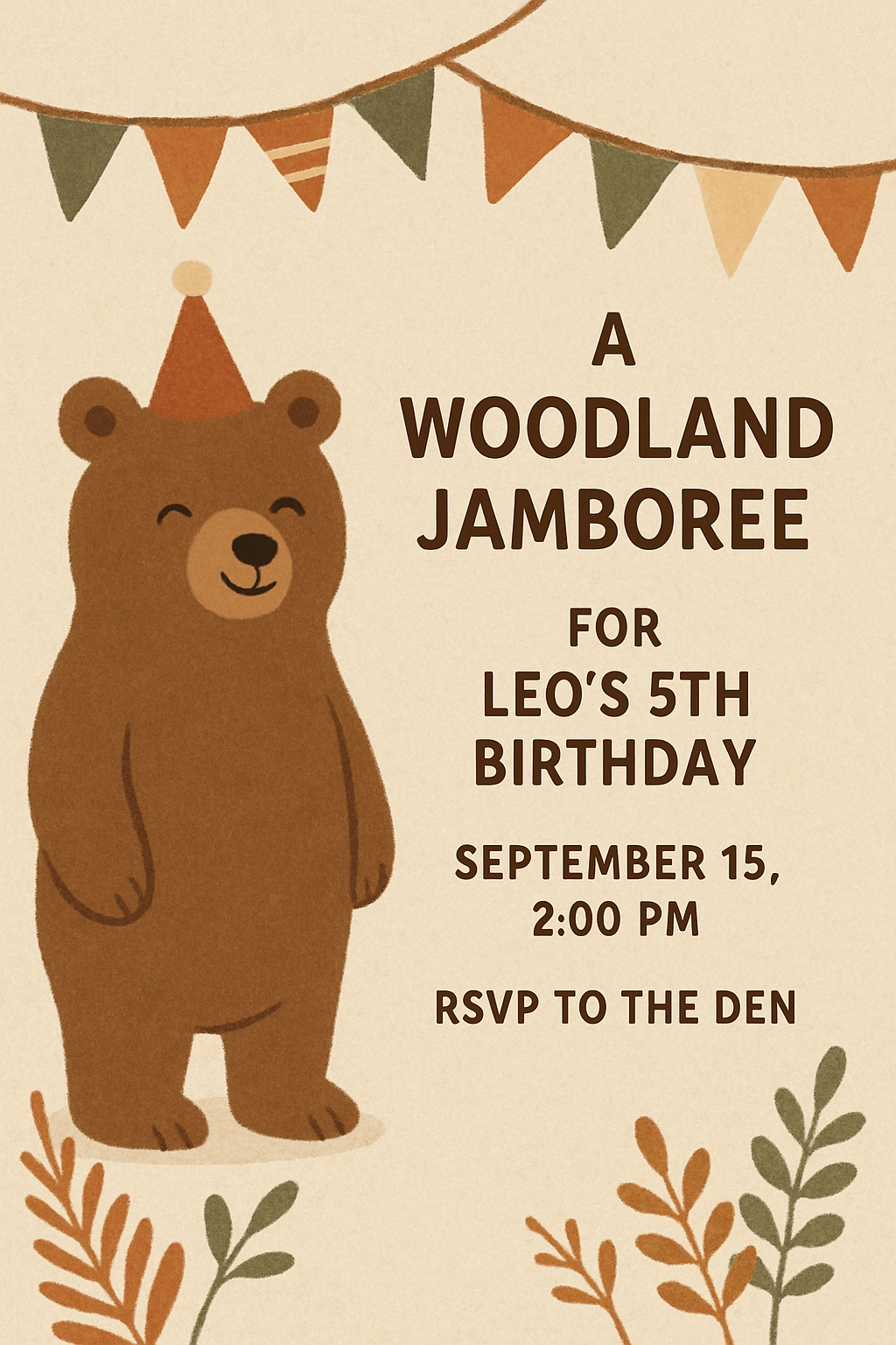 Whimsical Woodland Birthday Party Invitation for Leo's 5th Birthday Cards & Invites