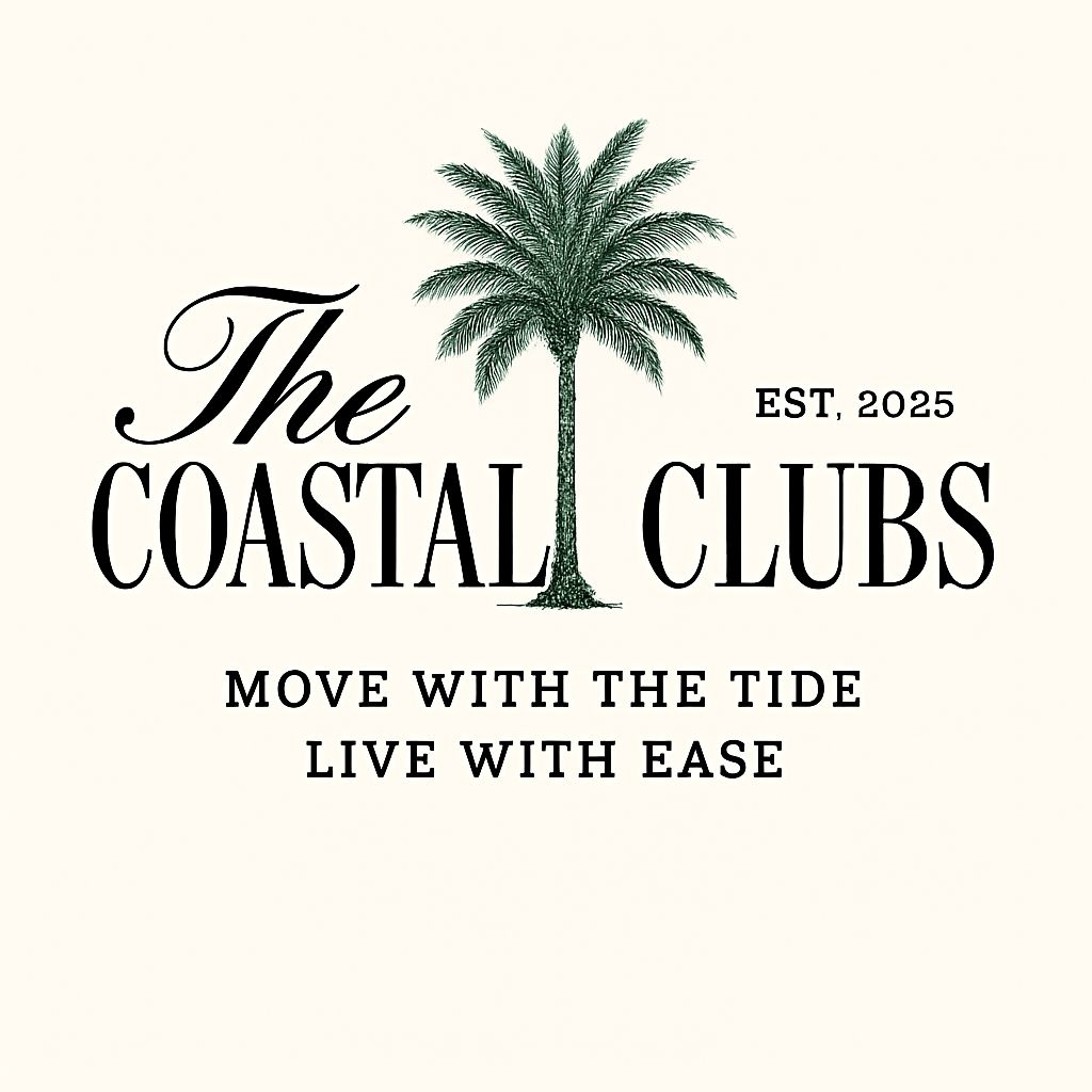Elegant Coastal Clubs Palm Tree Logo T-Shirt