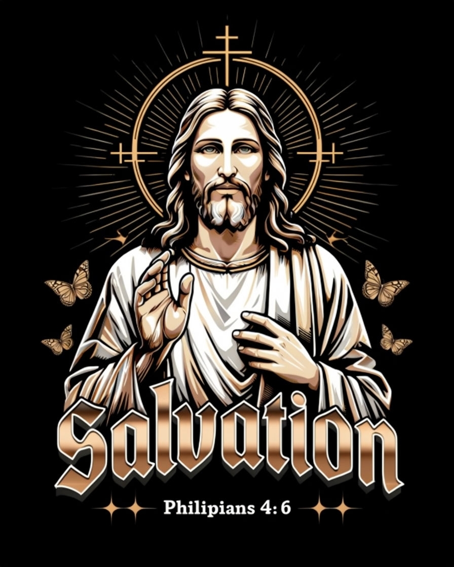 Vintage Jesus Christ Illustration with Salvation Text T-Shirt