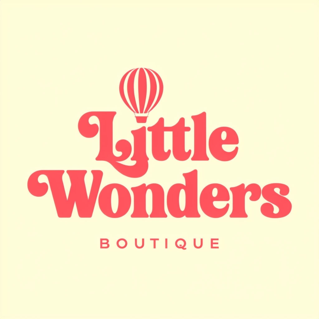 Playful Coral Red Little Wonders Boutique Logo Design