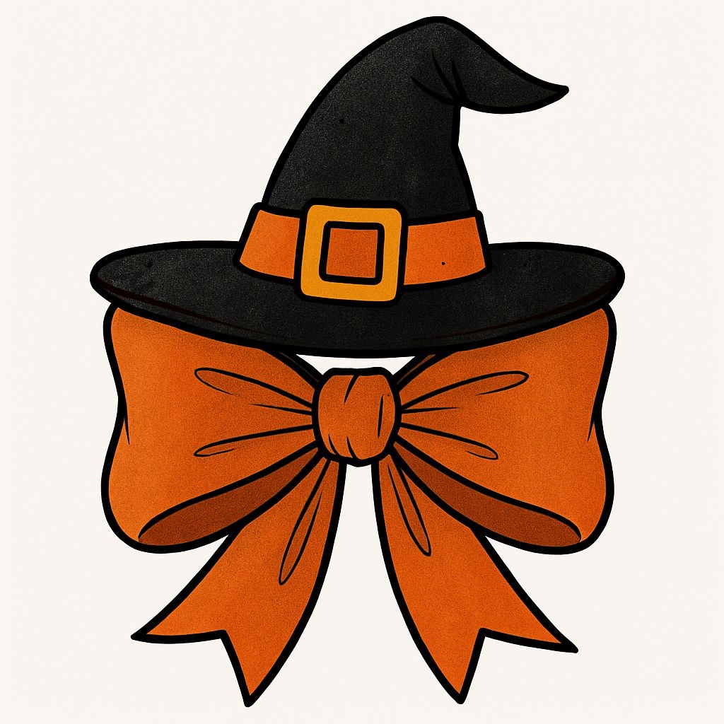Black Witch's Hat with Orange Bow Halloween Sticker