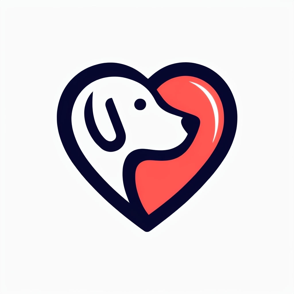 Stylized Heart and Dog Face Minimalist Logo Design