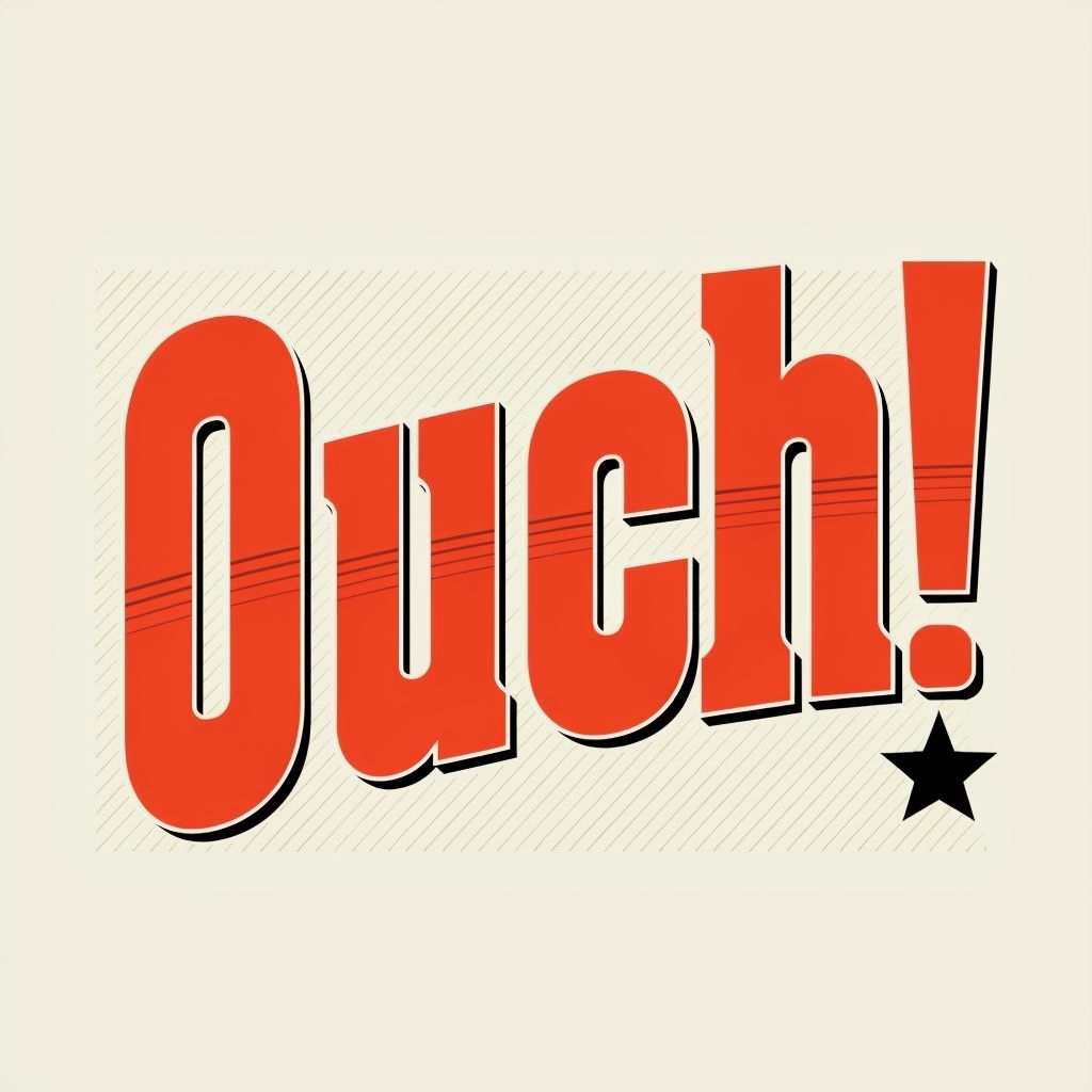Bold Retro 'Ouch!' Western Typography Design Mug
