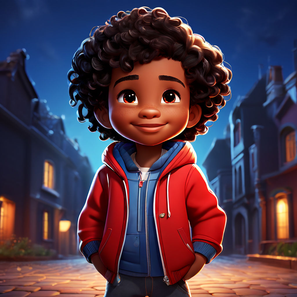 Disney like cartoon. little black boy with dark curly hair. ... by ...