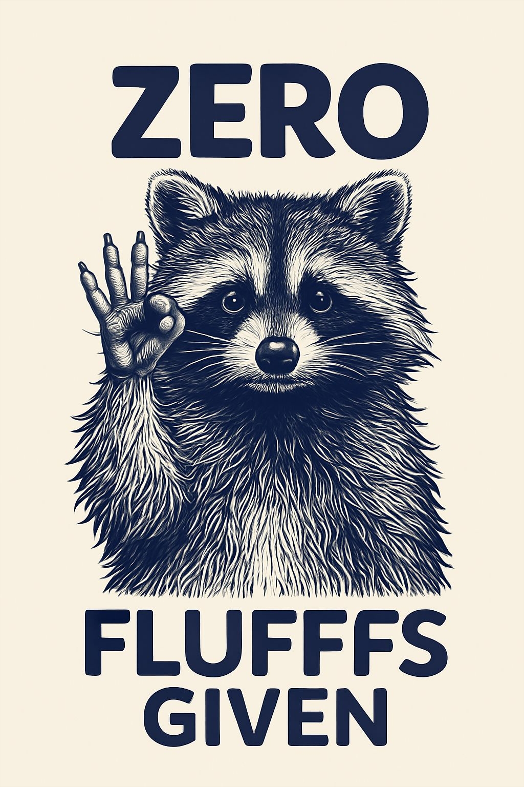 Whimsical Navy Raccoon with OK Hand Sign T-Shirt
