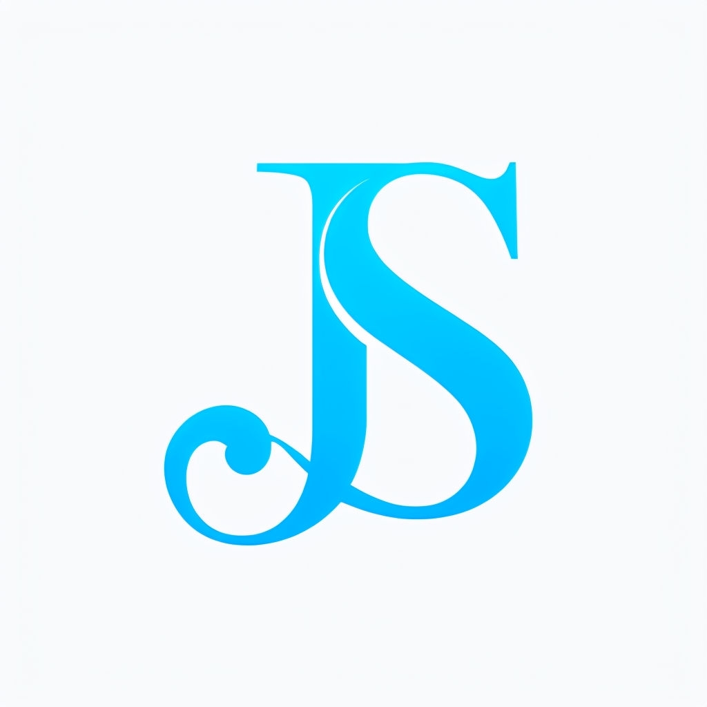 Stylized Sky Blue JS Letter Art for Elegant Sticker