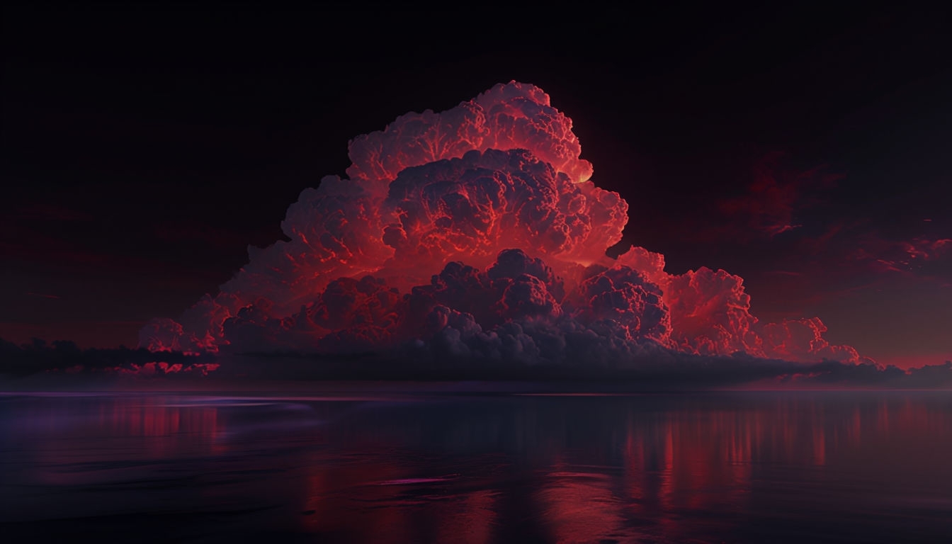Dramatic Crimson Illuminated Cloud Scene Virtual Background