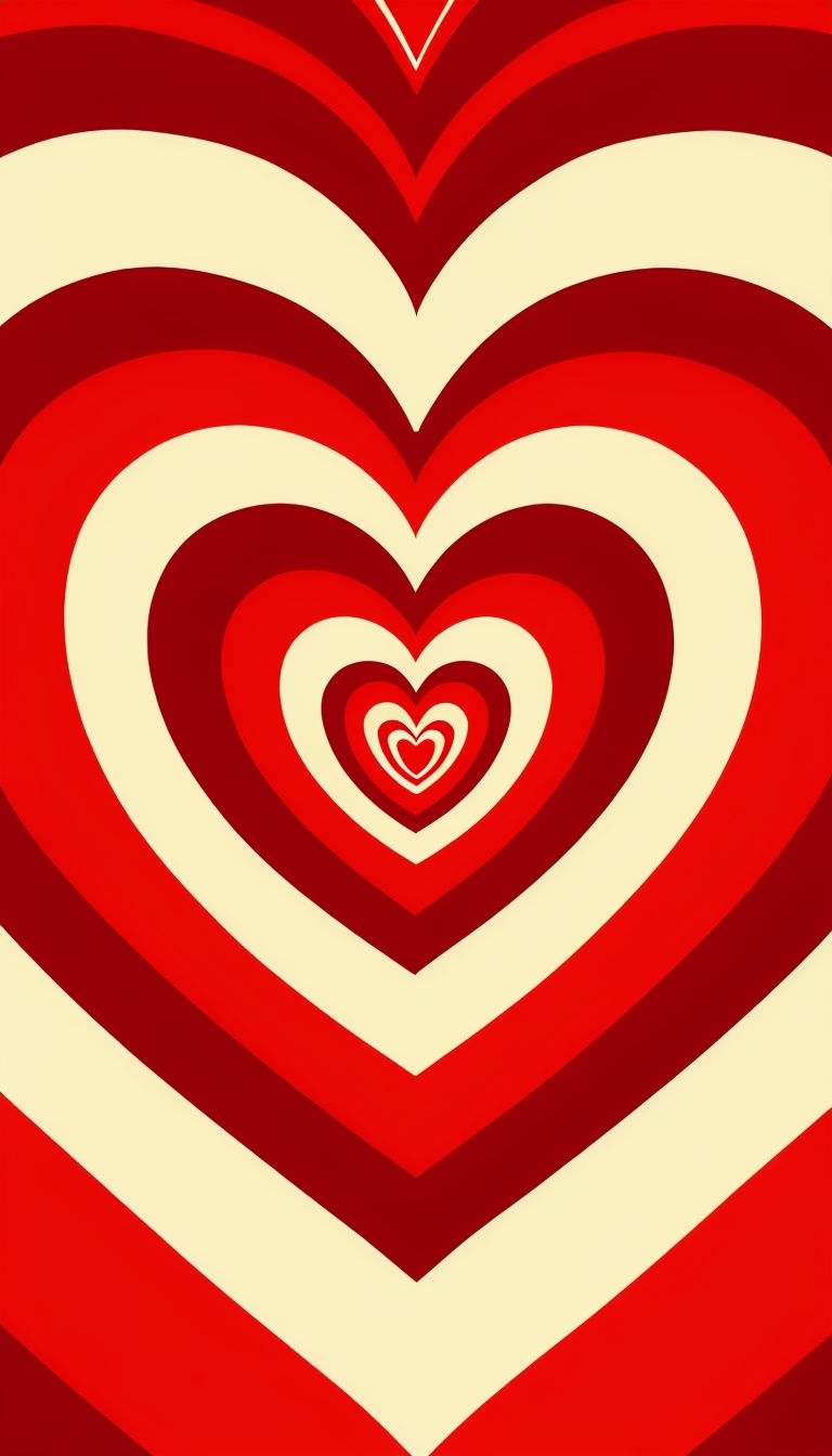 Concentric Retro Heart Shapes Vibrant Digital Artwork Mobile Wallpaper