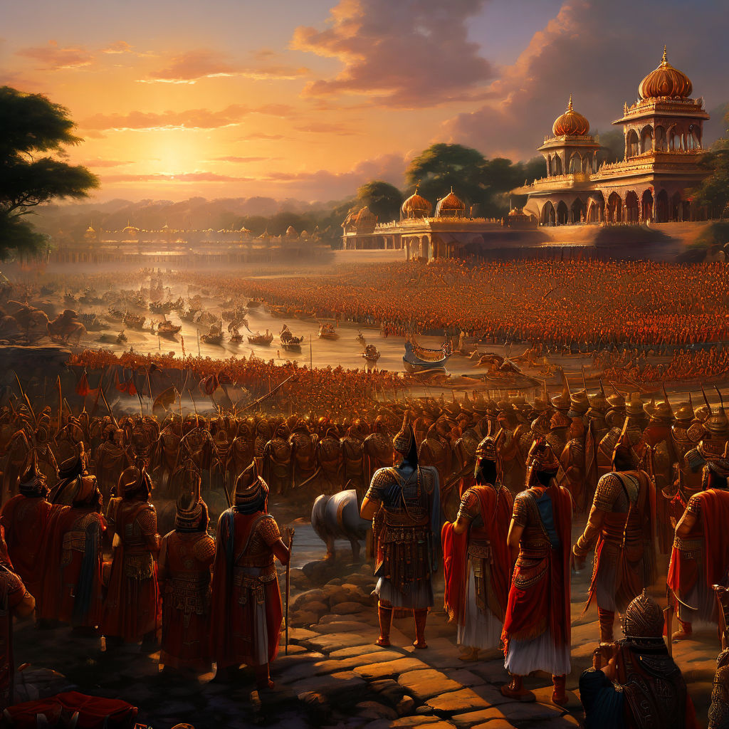 Huge army standing on the field of kurukshetra. Lord krishna... by ...