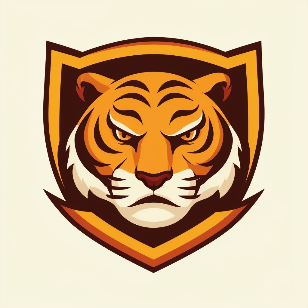 Bold Cartoon Tiger Emblem Illustration for Logo