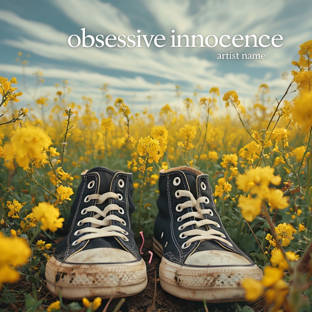 Worn Black Canvas Sneakers in Yellow Flower Field Cover // Spotify Album Cover