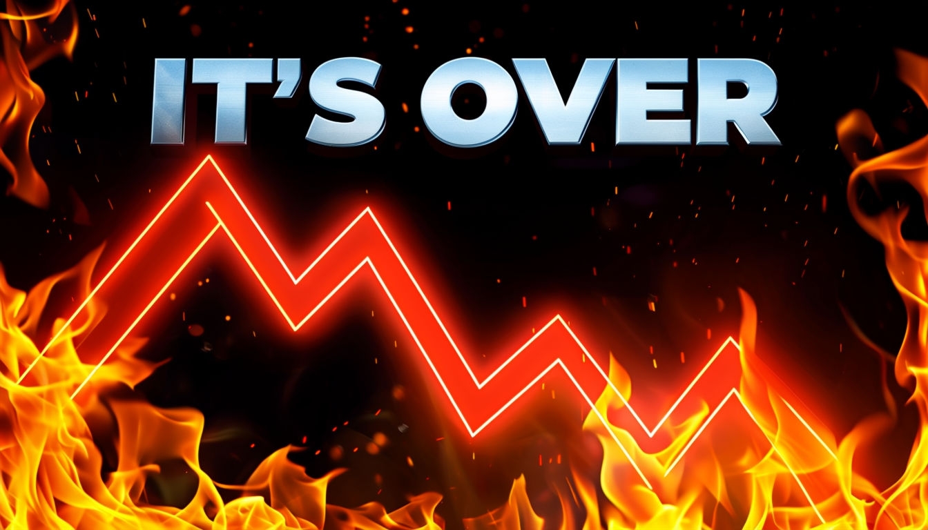 Dramatic Metallic It's Over Graphic with Fiery Background Social Media Post