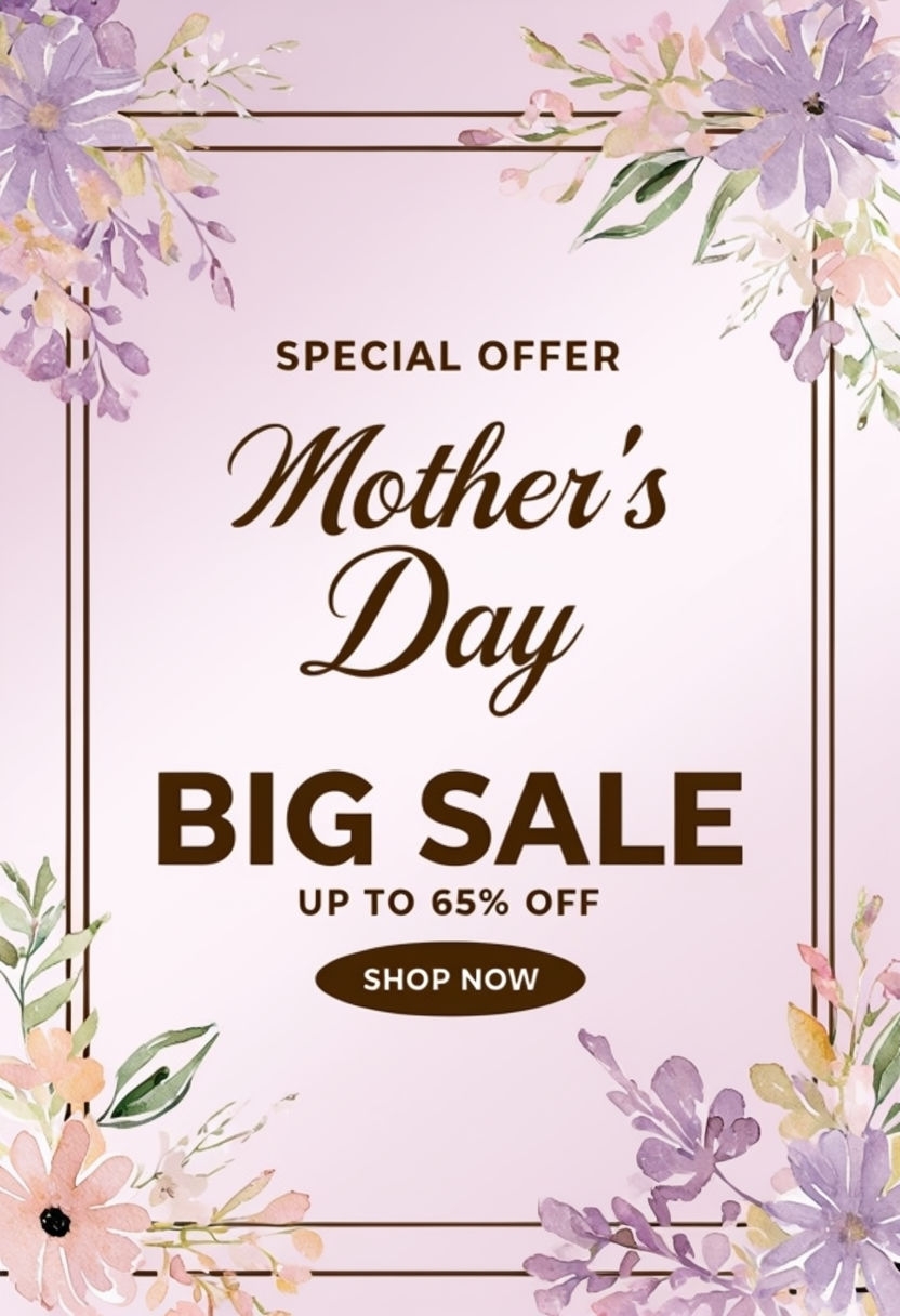 Mother's Day Big Sale Promotion with Floral Accents Social Media Post