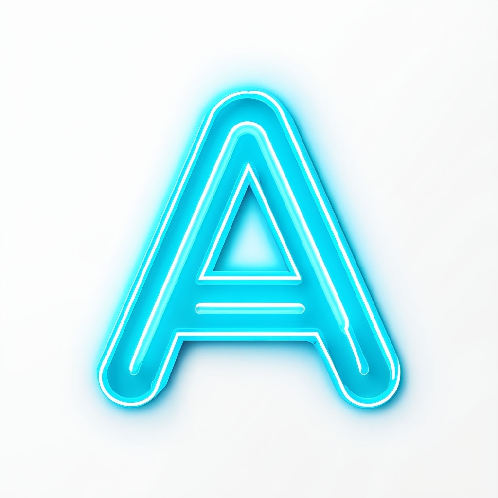 Electric Blue Neon Letter A Monogram Illustration