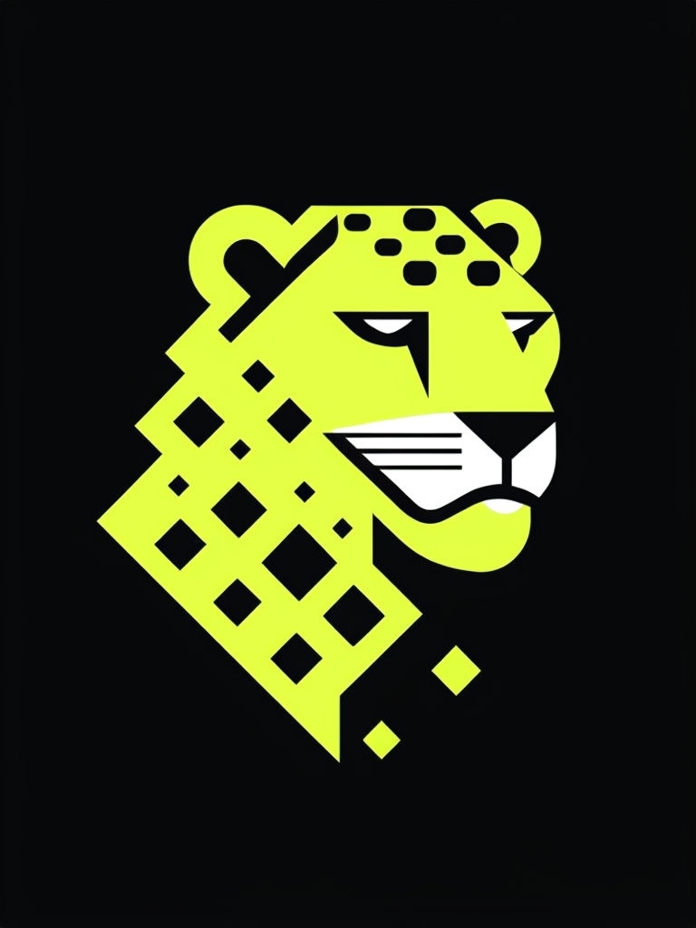 Neon Yellow Minimalist Cheetah Head Illustration T-shirt