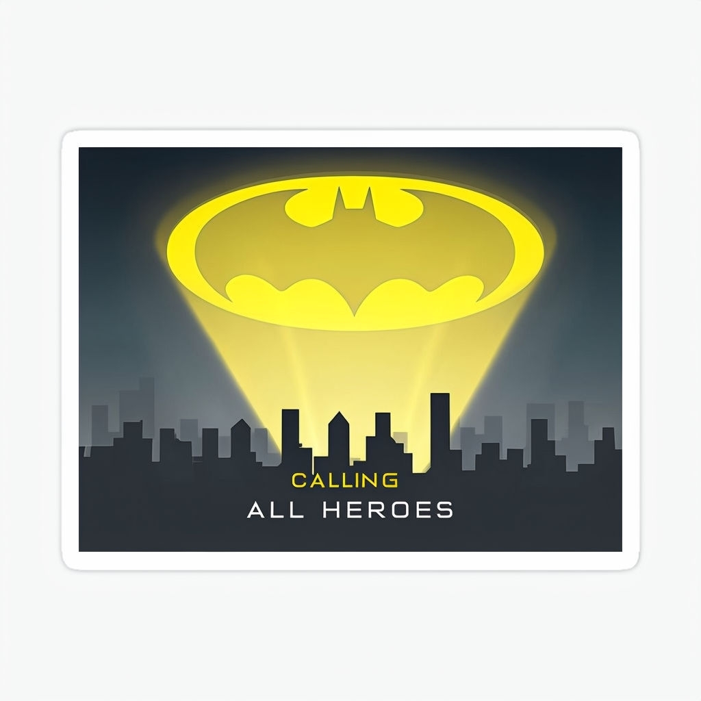 Vibrant Bat-Signal Calling All Heroes Sticker