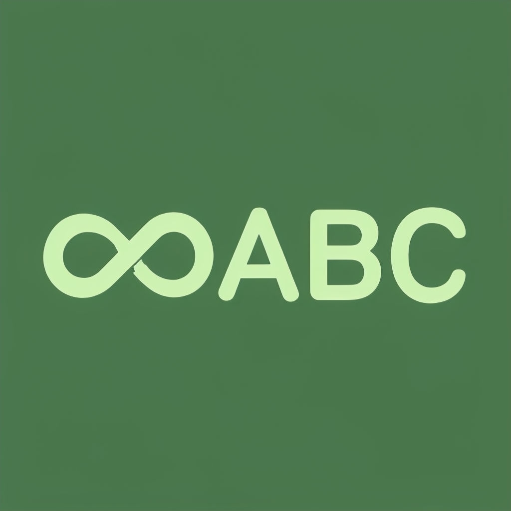 Minimalist Green Infinity Symbol with ABC Letters Logo