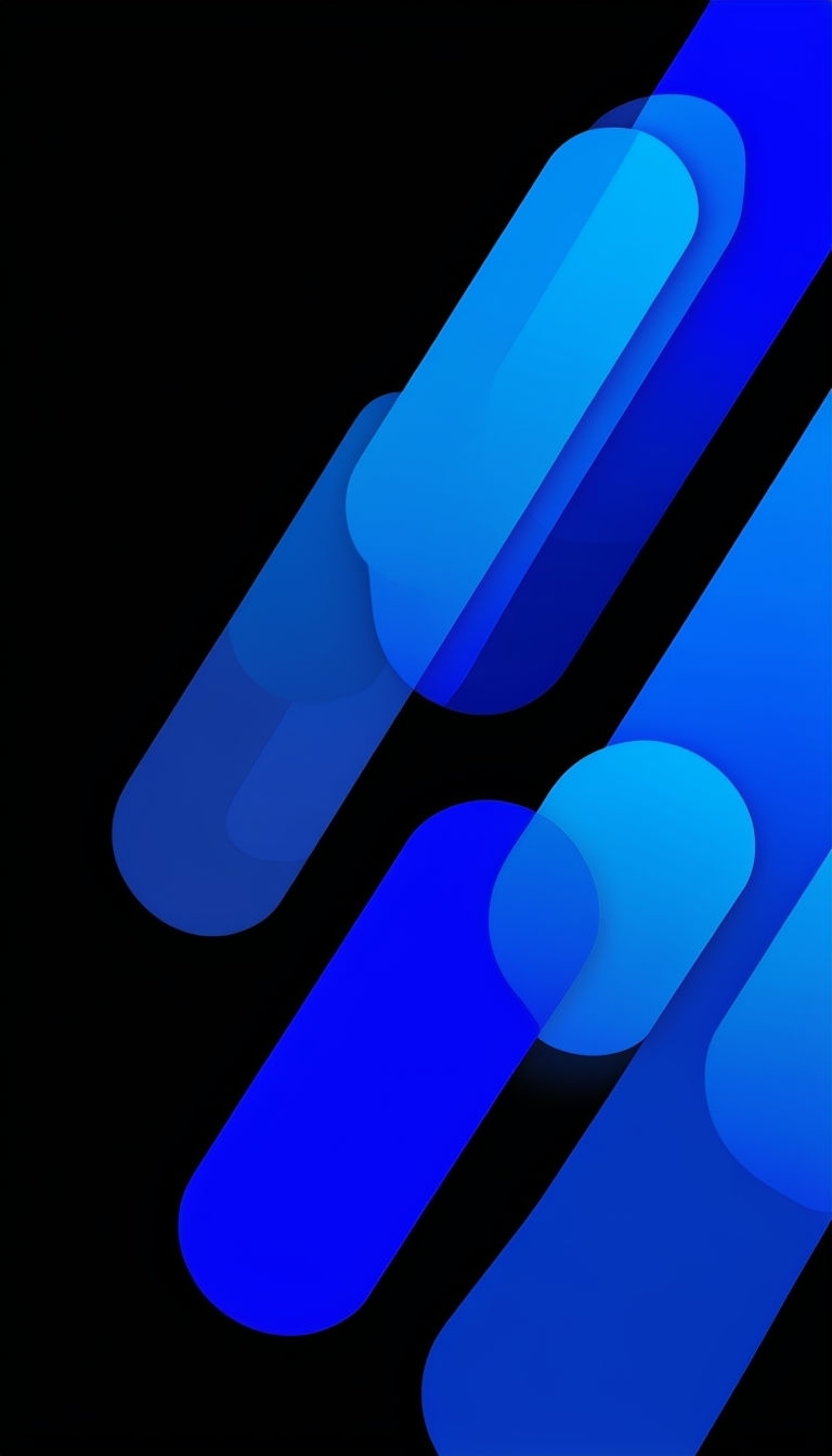 Vibrant Abstract Blue Shapes on Black Background Mobile Wallpaper