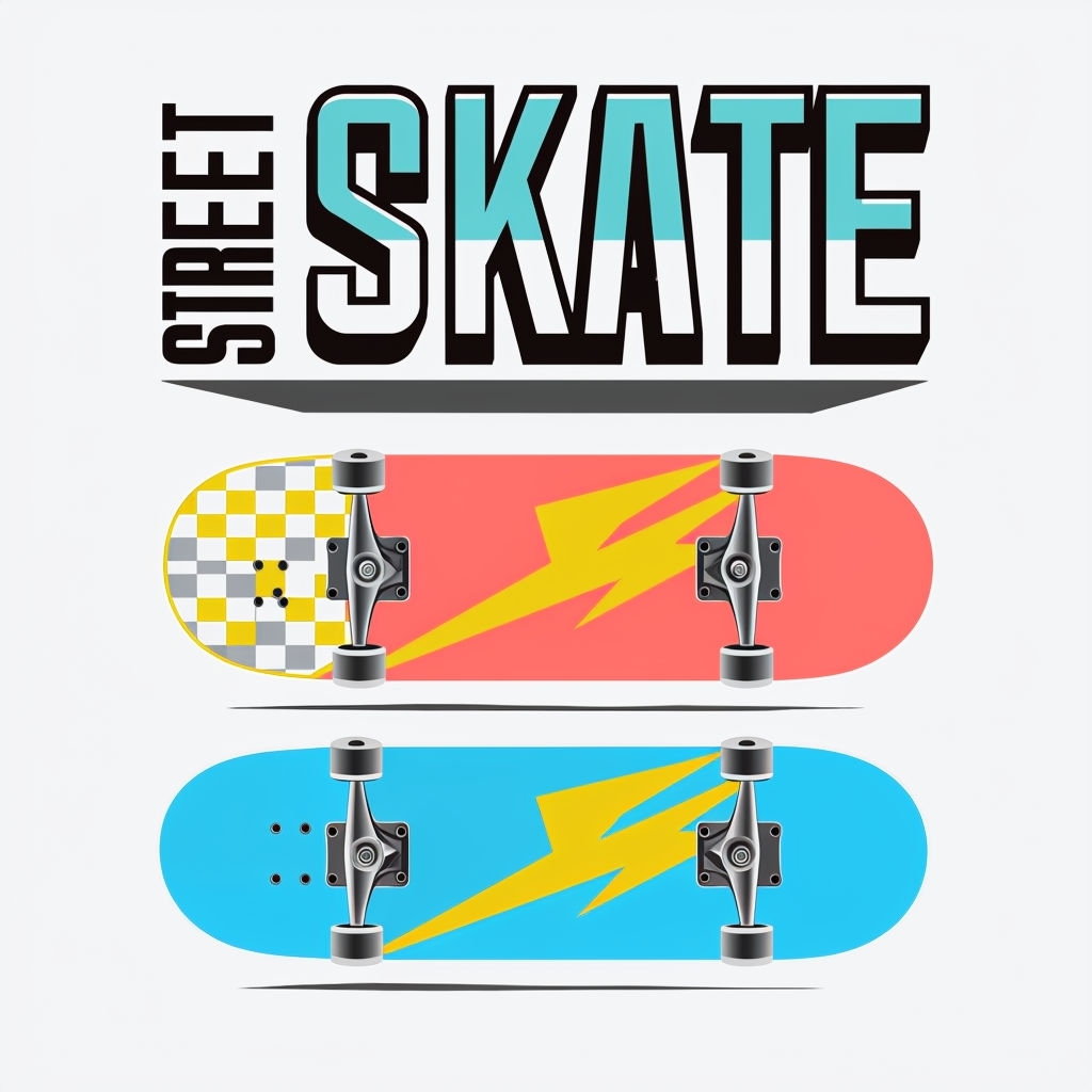 Vibrant Street Skateboards Graphic Design T-Shirt
