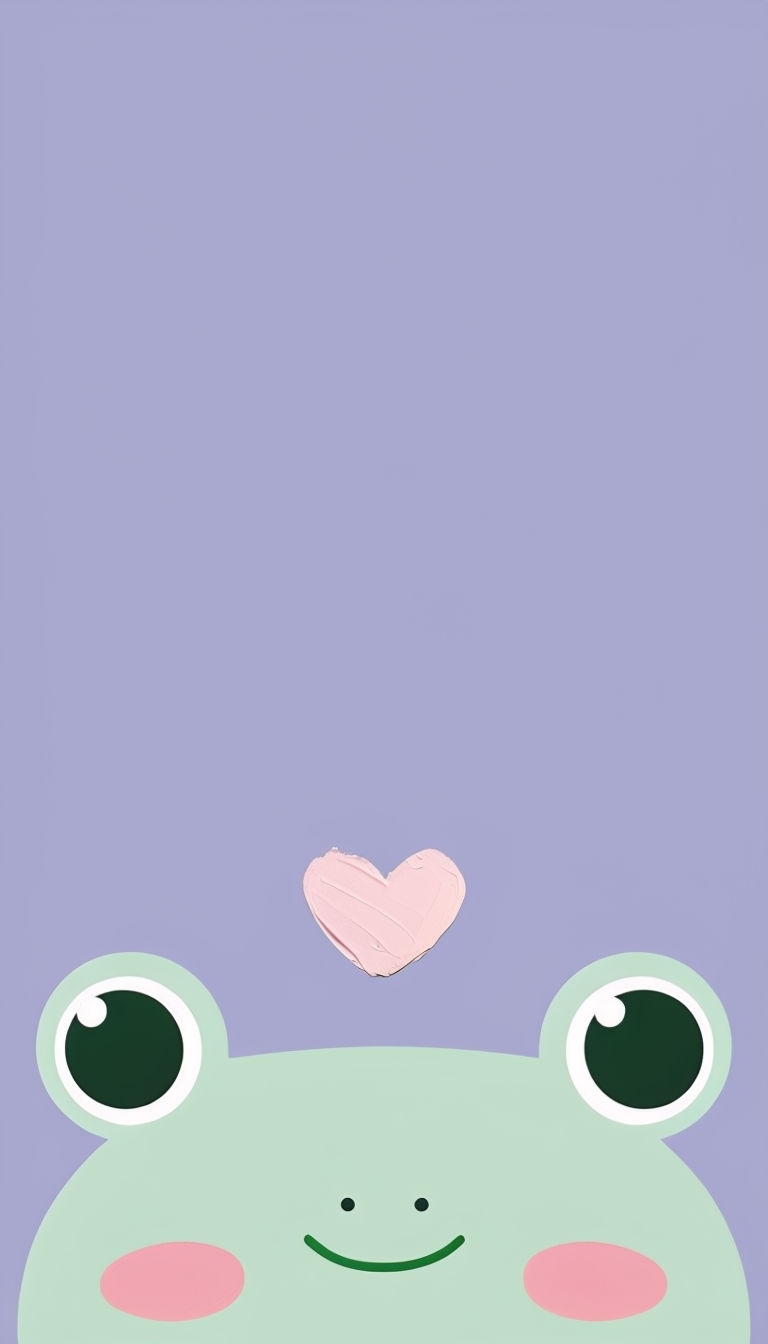 Cute Mint Green Frog Illustration with Heart Phone Case Cover