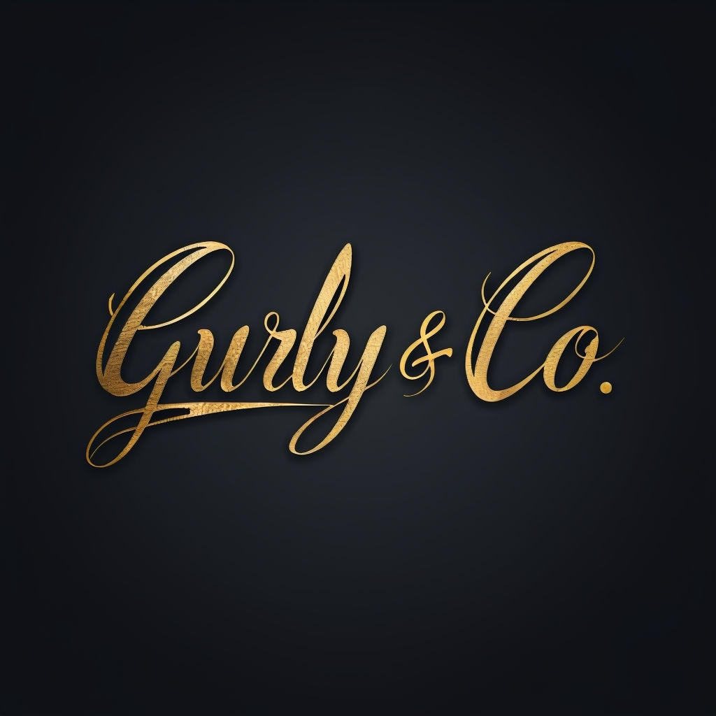 Elegant Gold Gurly & Co. Script Logo Design for Art Gallery