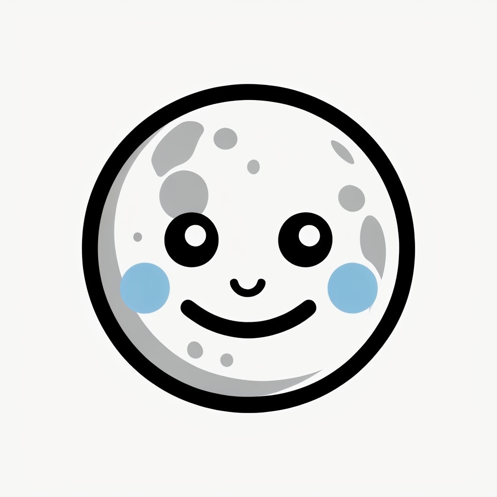 Minimalist Smiling Moon Illustration on White Background Sticker