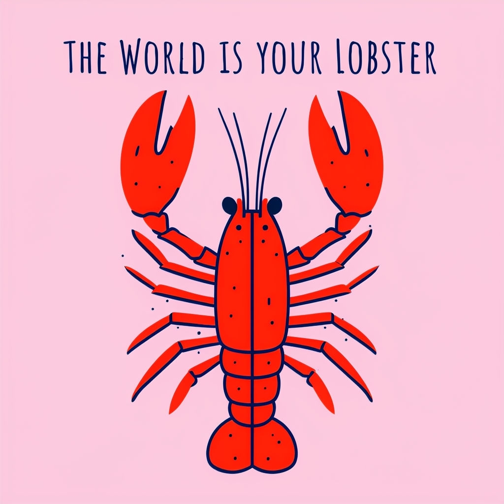 Bright Red Lobster Cartoon with Uplifting Message Card