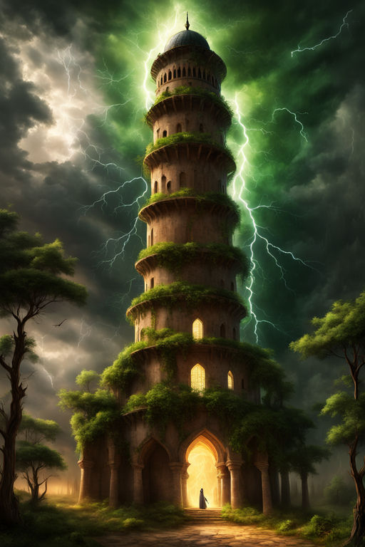 A great arabian tower surronded by a forest surrounded by a ... by Juan ...