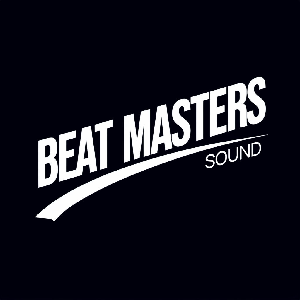 Dynamic Black and White Beat Masters Logo Design for Music Brand Logo