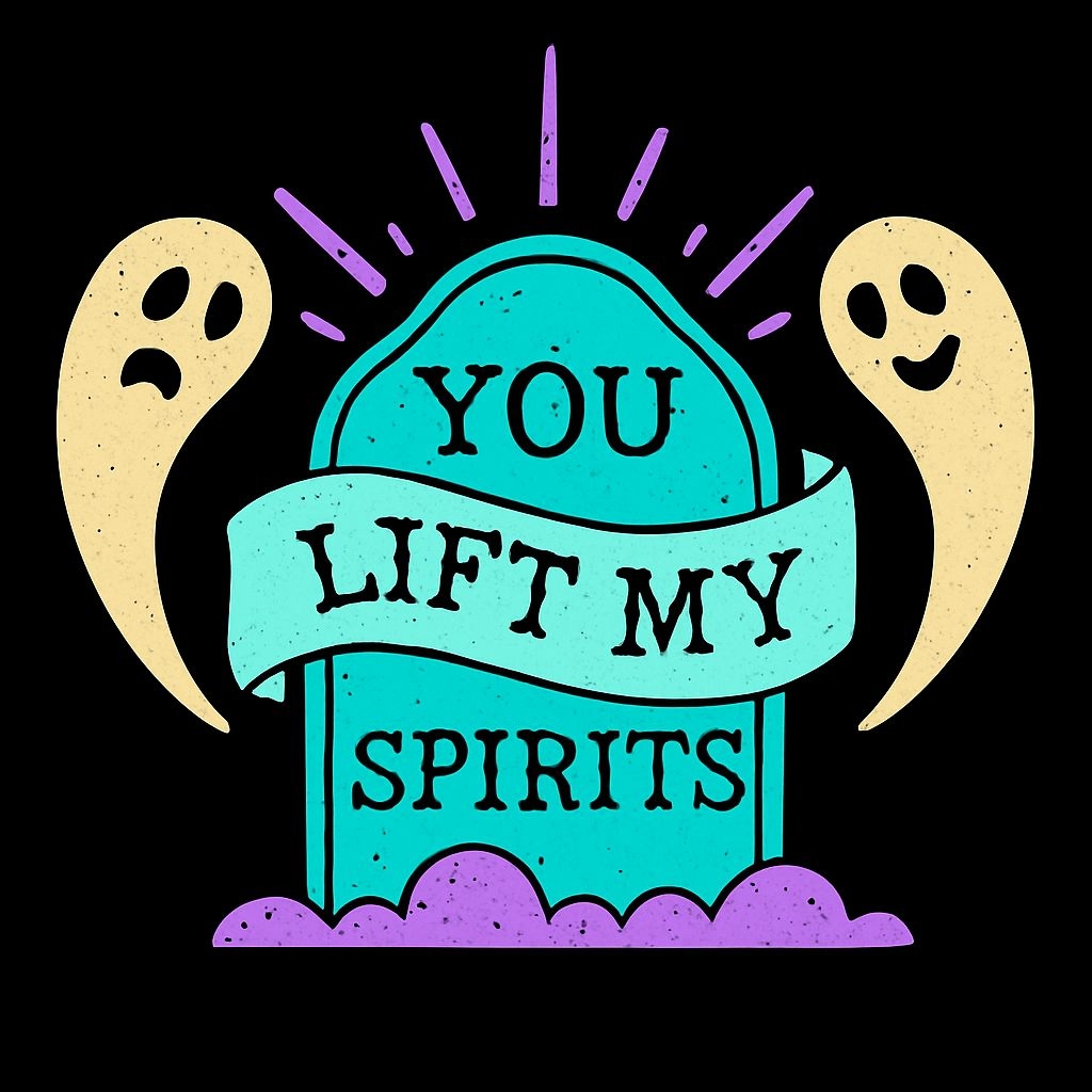 Whimsical Turquoise Tombstone with Ghosts T-Shirt