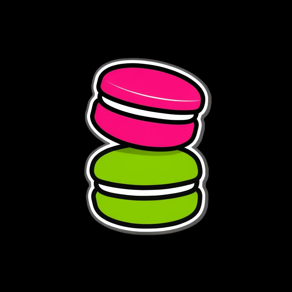 Stylized Hot Pink and Lime Green Macaron Illustration T-shirt