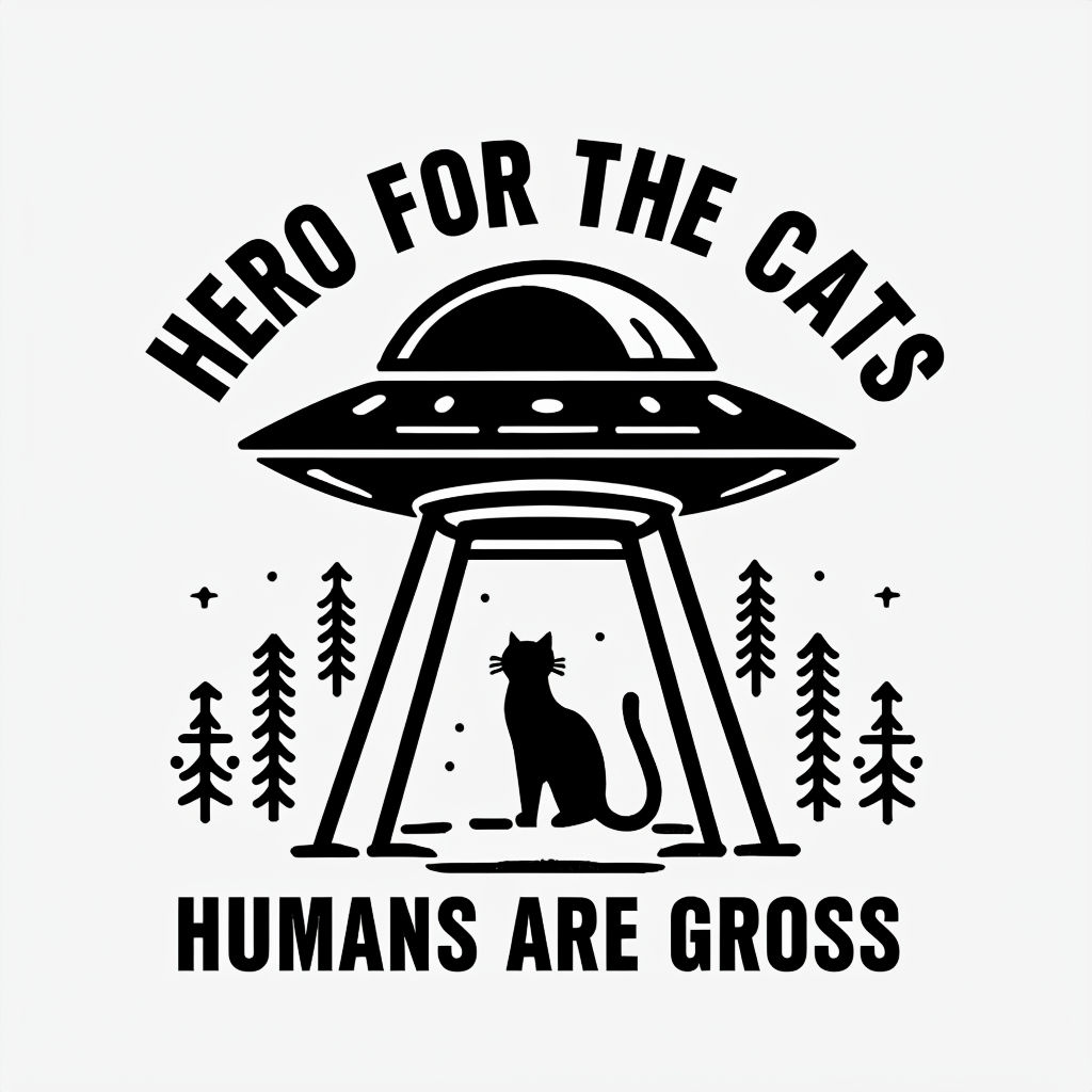 Hero for the Cats UFO and Silhouette Cat Sticker
