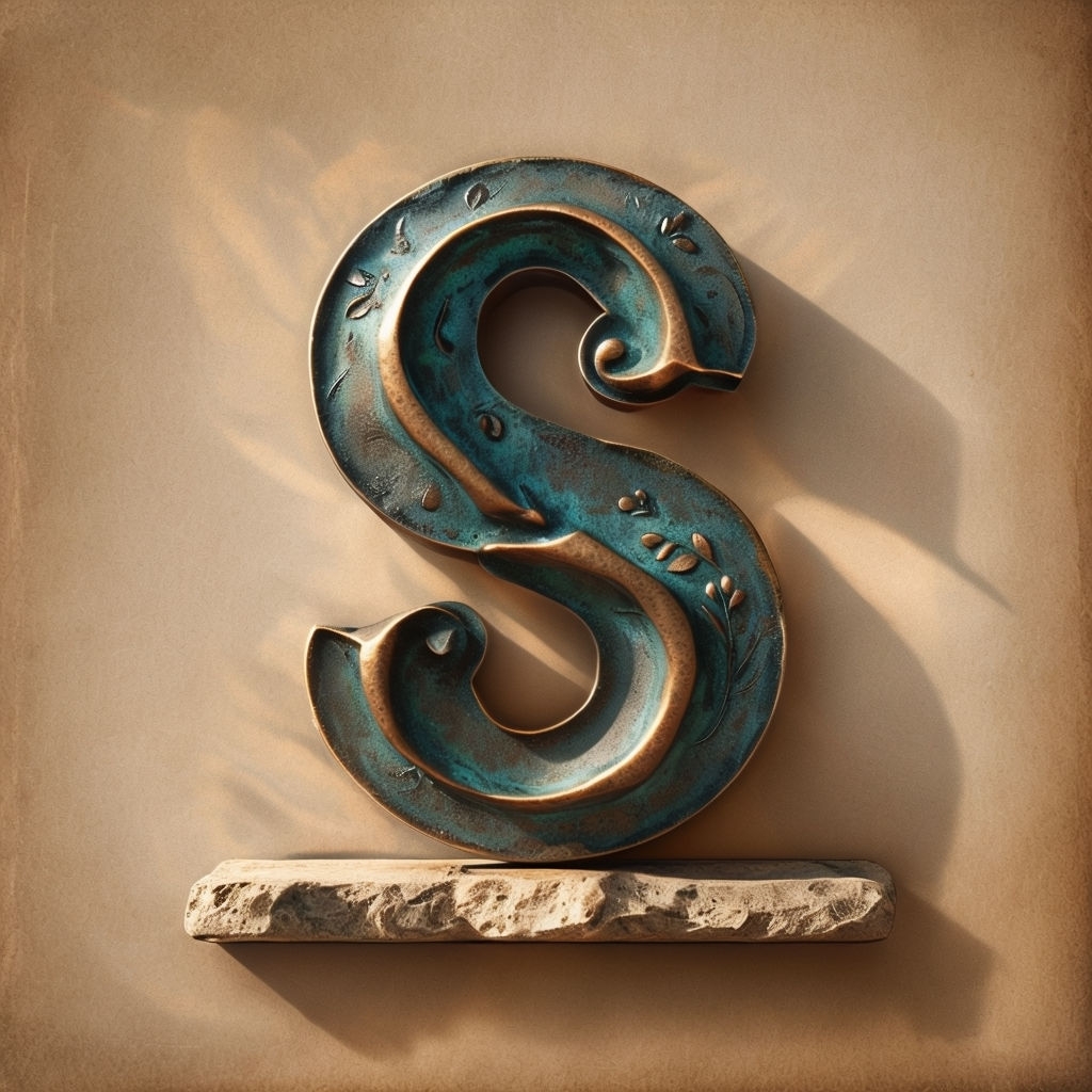 Elegant Three-Dimensional 'S' Monogram Artwork Illustration Monogram