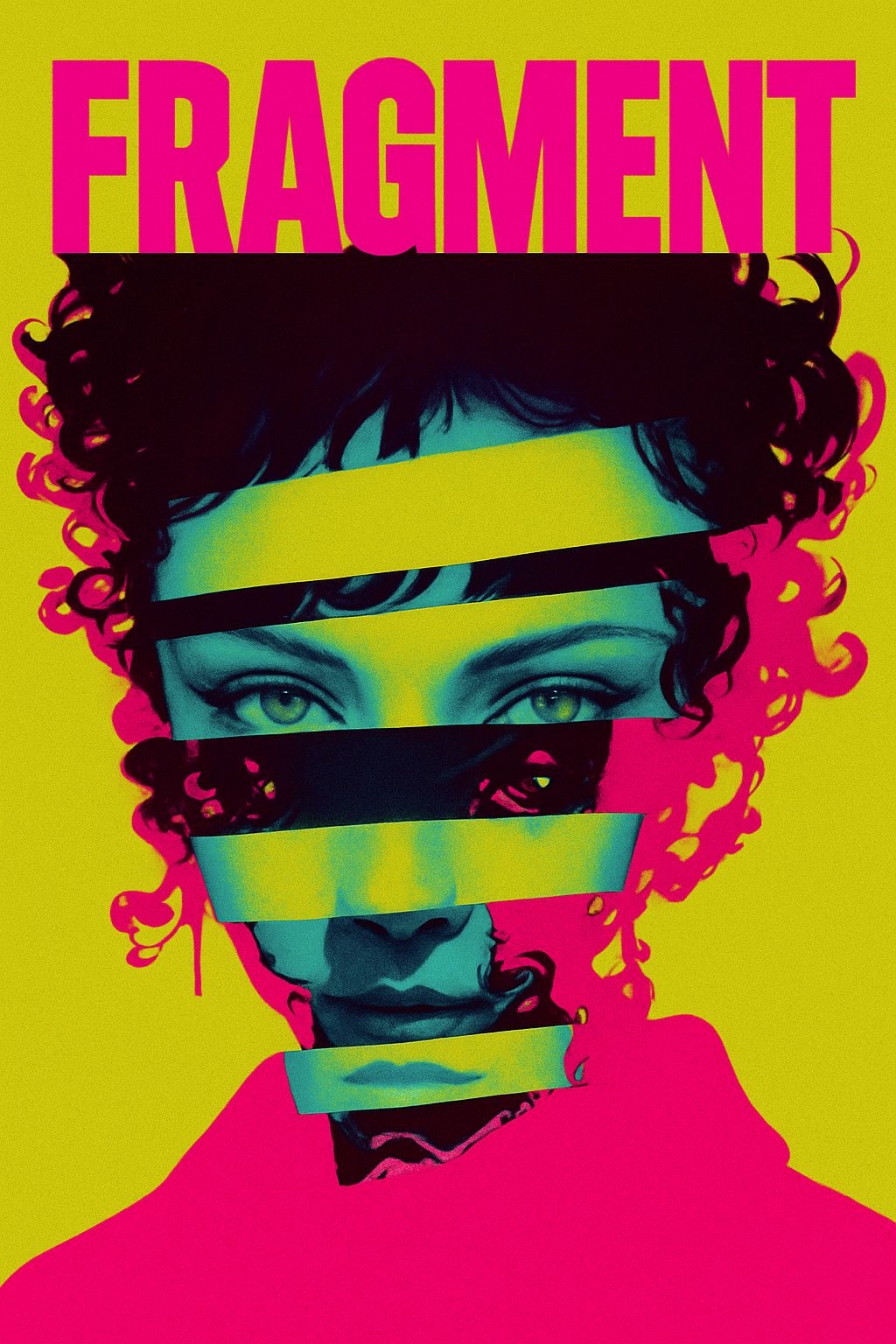 Fragmented Abstract Woman Portrait with Neon Colors Poster