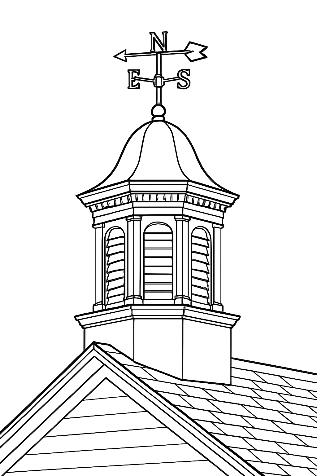 Intricate Architectural Cupola Illustration for Coloring Book Pages